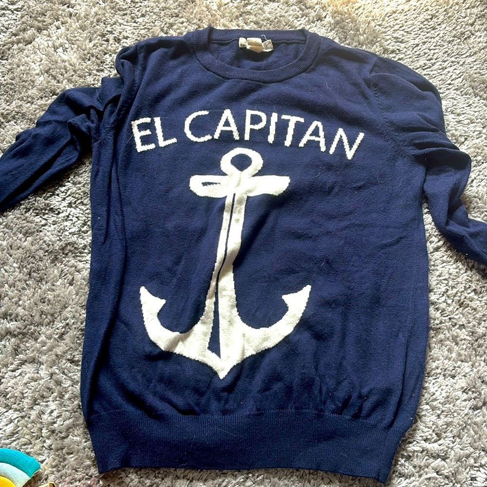 Forever 21 El Capitan nautical sweater w anchor navy, Small, top condition